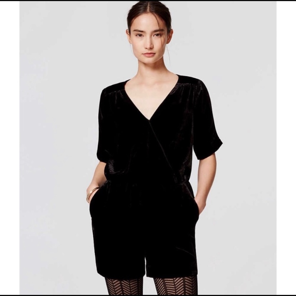 NWT LOFT Black Velvet Romper Size 6
